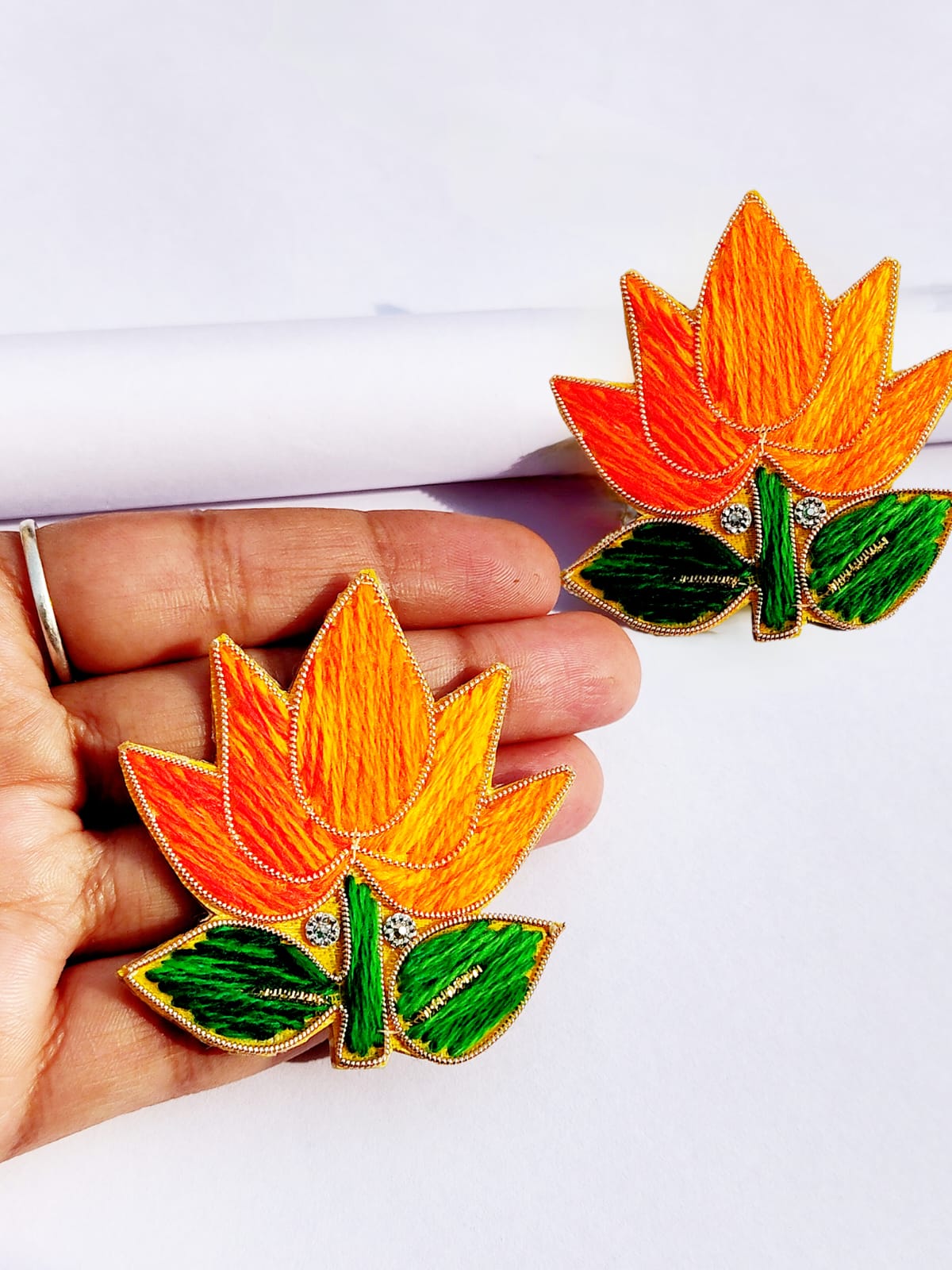 Lotus Orange Earrings