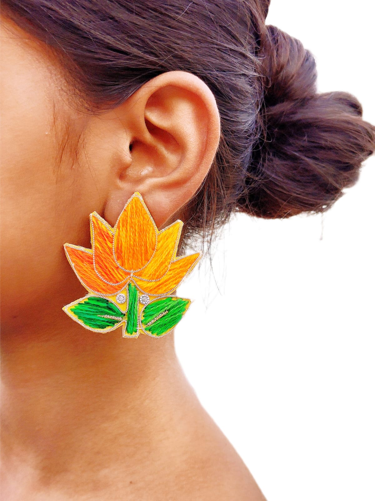 Lotus Orange Earrings