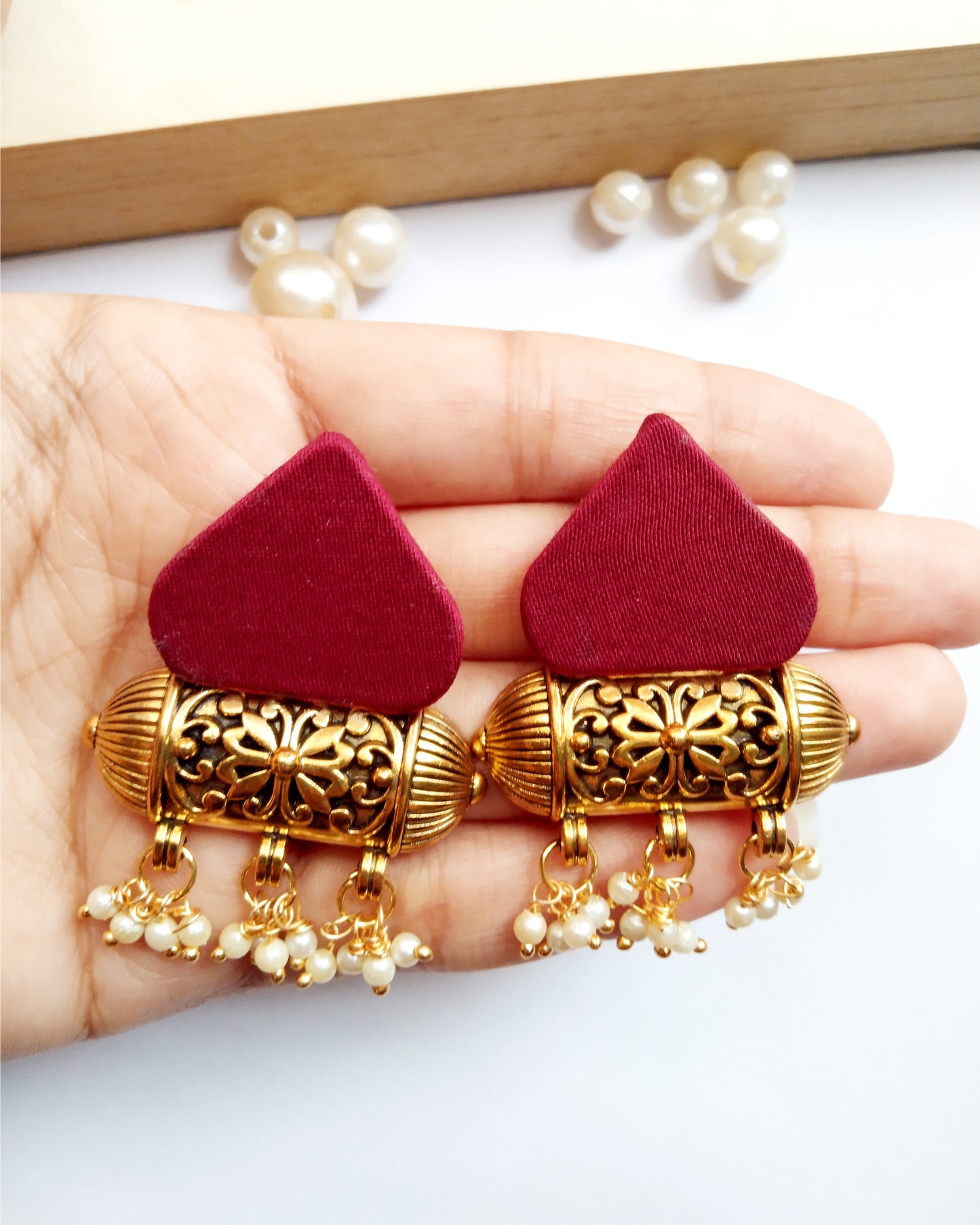 Prisha Maroon Handmade Earrings