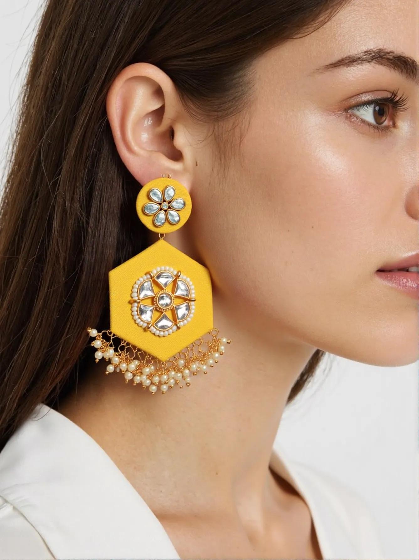 Sona Yellow Handmade Earrings
