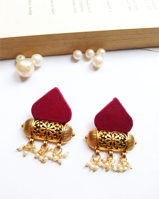 Prisha Maroon Handmade Earrings